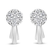 Bids.com 14K White Gold 3/4 Cttw Diamond Floral Cluster Drop and Dangle Stud Earrings (H-I Color, I1-I2 Clarity) Earrings