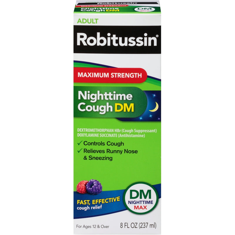 Robitussin Robitussin Maximum Strength Nighttime Cough DM Max, Adult Formula, Berry Flavor - 8 Fl Oz Bottle Health & Beauty