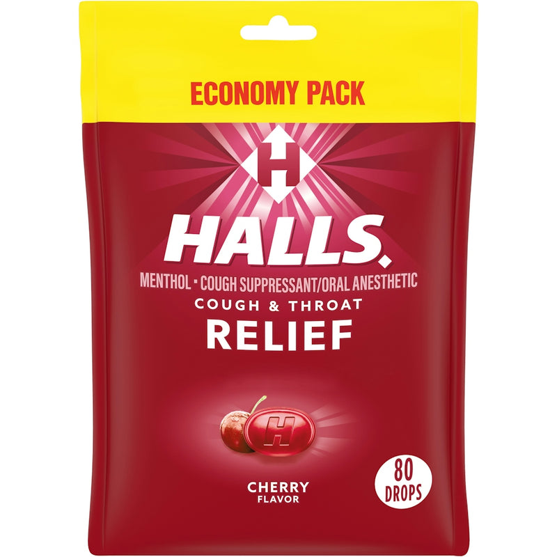 Halls Halls Cough & Throat Relief, Cherry Flavor, Drops, Economy Pack Health & Beauty