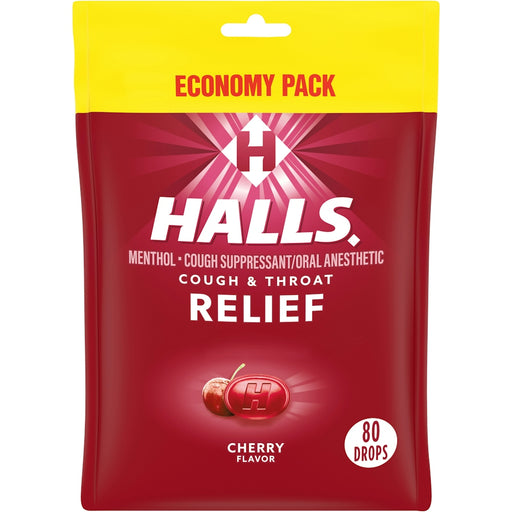 Halls Halls Cough & Throat Relief, Cherry Flavor, Drops, Economy Pack Health & Beauty