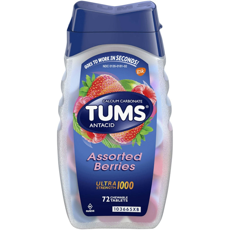Tums Tums Ultra Strength Chewable Antacid Tablets For Heartburn Relief, Assorted Berries Medicine & Drugs