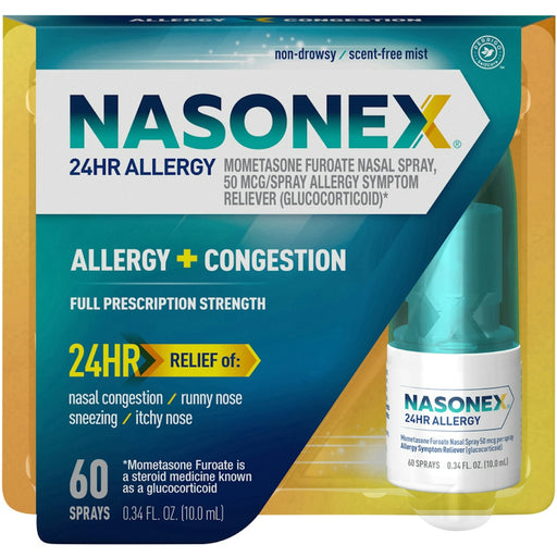 Nasonex Nasonex Allergy + Congestion, Full Prescription Strength 0.34 Fl Oz Health & Beauty White Smoke