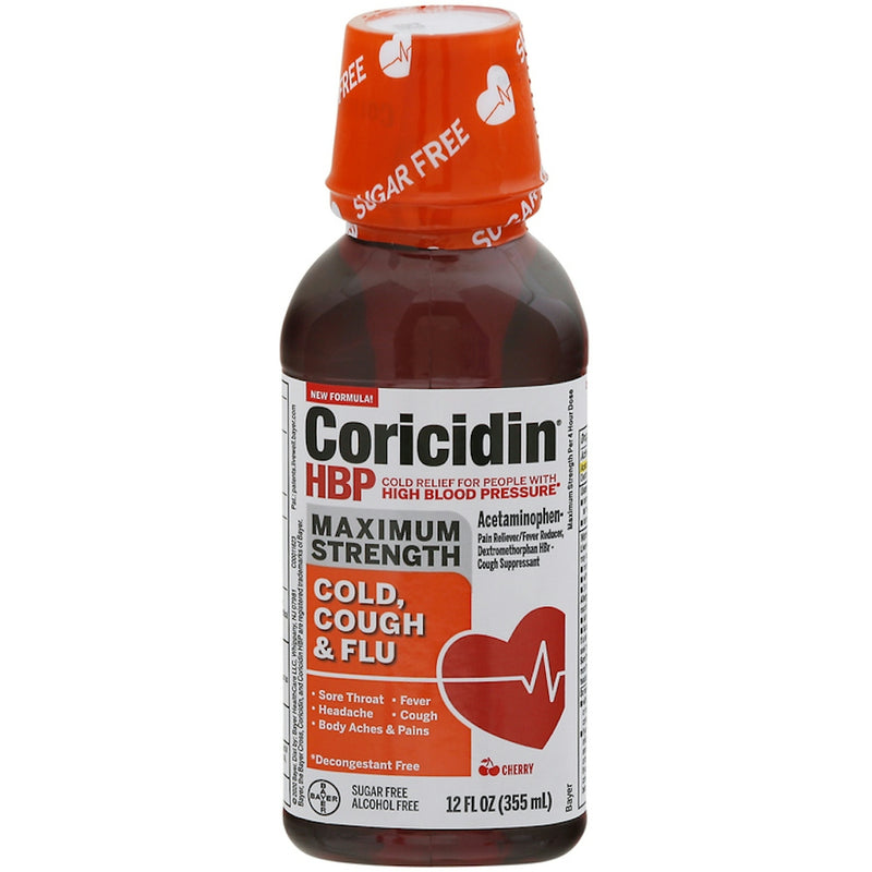 Coricidin Coricidin HBP Maximum Strength Cherry Cold, Cough & Flu Liquid, 12 Fl Oz Medicine & Drugs