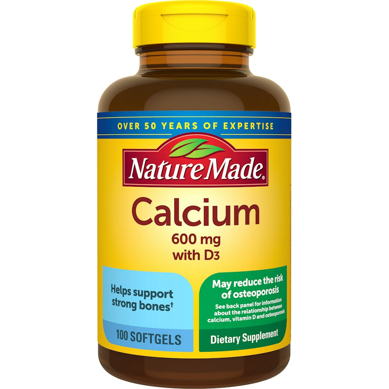 Nature Made Nature Made Calcium 600 Mg With Vitamin D3 For Immune Support, Tablets, 100 Count, Helps Support Bone Strength Vitamins & Supplements White Smoke
