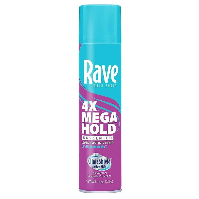 Rave Rave 4X Mega Unscented Hairspray, 11 Oz Health & Beauty Medium Turquoise