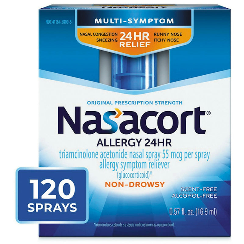 Nasacort Nasacort Nasal Spray, Allergy 24 Hr, Multi Symptom, Non Drowsy, Original Prescription Strength, 55 Mcg 0.57 Fl Oz Health & Beauty