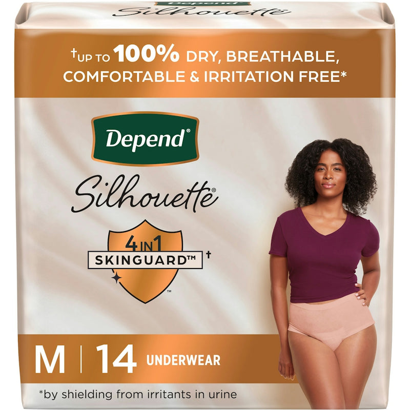 Depend Depend Silhouette Adult Incontinence & Postpartum Bladder Leak Underwear For Women, Maximum Absorbency, Medium, Pink Underwear