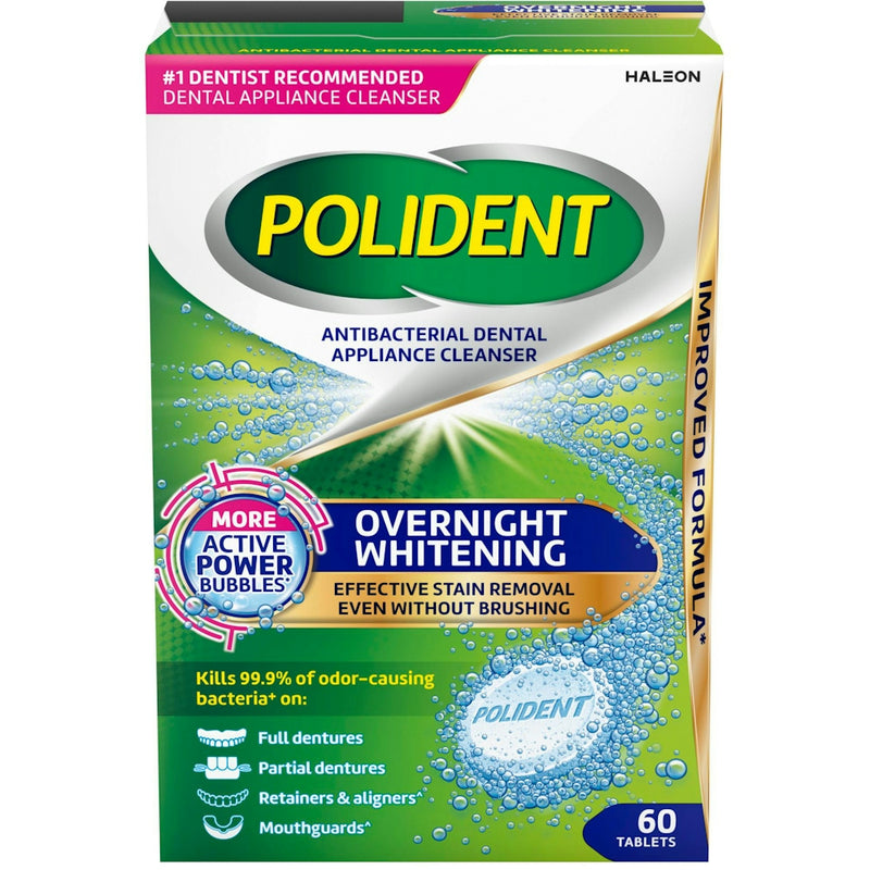 Polident Polident  Antibacterial Dental Appliance Cleanser Overnight  Tablets 60Ct Personal Care