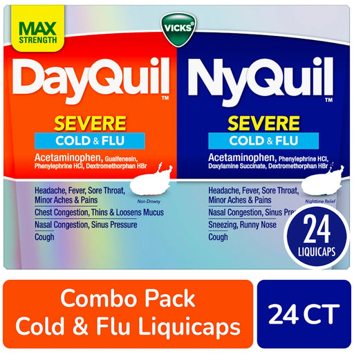 Vicks Vicks DayQuil & NyQuil Severe Cold & Flu Relief, 24 LiquiCaps Medicine & Drugs