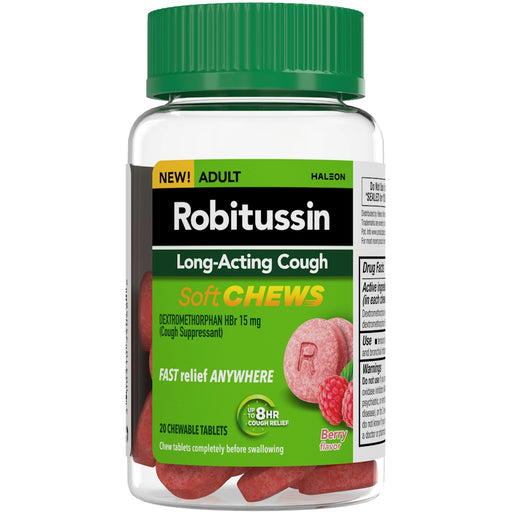 Robitussin Robitussin Long Acting Cough, Adult, 15 Mg, Chewable Tablets, Berry Flavor Medicine & Drugs