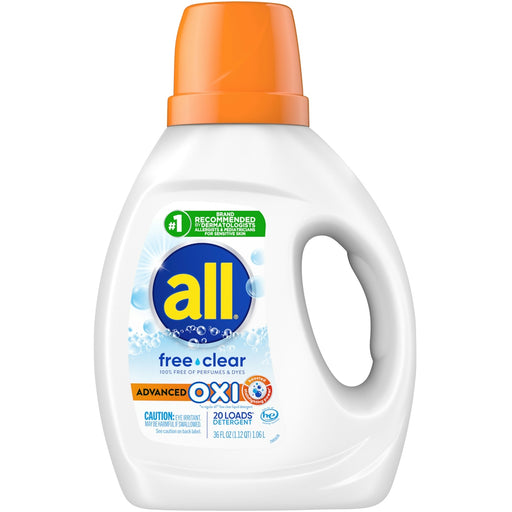all all Detergent, Advanced Oxi, Free & Clear 36 Fl Oz Laundry Detergent White Smoke
