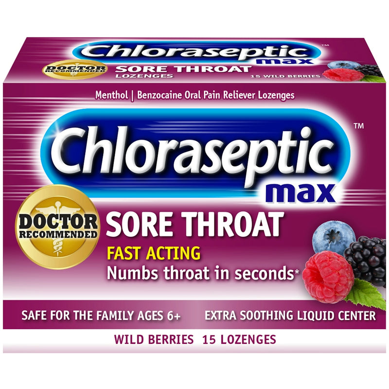 Chloraseptic Chloraseptic Max Sore Throat, Fast Acting, Lozenges, Wild Berries Medicine & Drugs