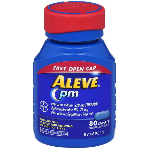 Aleve Aleve PM Pain Reliever & Nighttime Sleep Aid, Naproxen Sodium 220mg, 80 Count Caplets Medicine & Drugs White Smoke