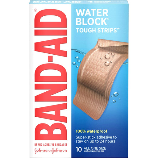 Band-Aid Brand Band-Aid Brand Water Block Bandages, Adhesive, Tough Strips, All One Size First Aid White Smoke