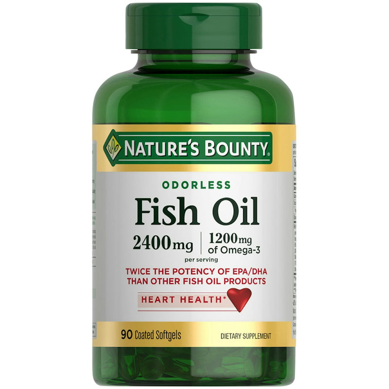 Nature's Bounty Nature's Bounty Fish Oil Double Strength Odorless, 2400 Mg, 24 X 90 Coated Softgels Vitamins & Supplements White Smoke