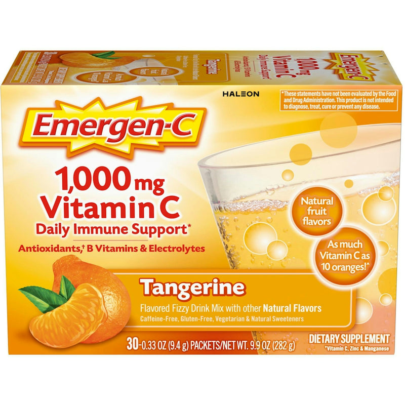 Emergen-C Emergen-C 30 Count, Tangerine Flavor) Dietary Supplement Fizzy Drink Mix With 1000 Mg Vitamin 0.33 Ounce Packets, Caffeine Free Vitamins & Supplements