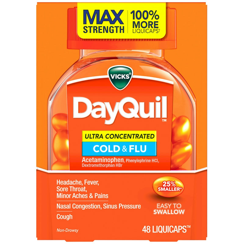 Vicks Vicks Day Quil Cold & Flu Medicine, Ultra Concentrated Liqui Caps, 48ct Health & Beauty