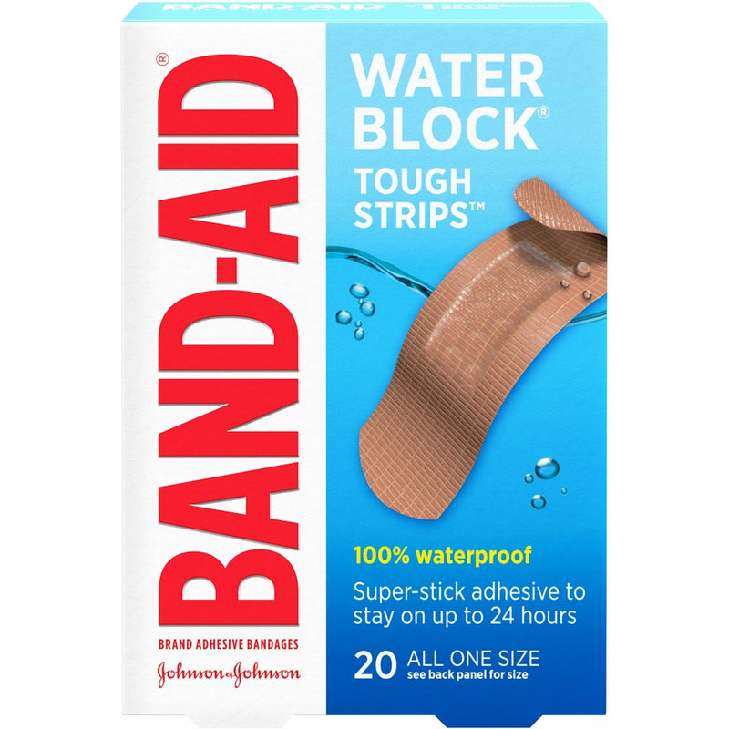 Band-Aid Brand Band-Aid® Brand Water Block™ Tough Strips™ – 100% Waterproof Adhesive Bandages First Aid