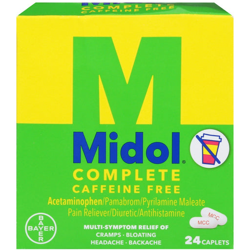 Midol Midol Complete Caffeine-Free Caplets, Menstrual Symptom Relief, 24 Count Medicine & Drugs Gold