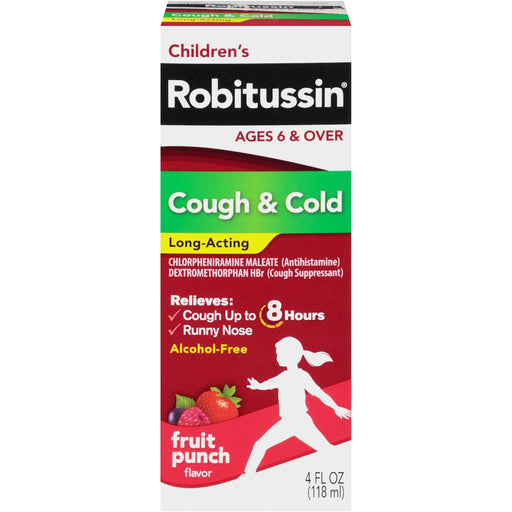 Robitussin Robitussin Children's Long Acting Cough And Cold Medicine, Fruit Punch Flavor 4 Fl Oz Health & Beauty