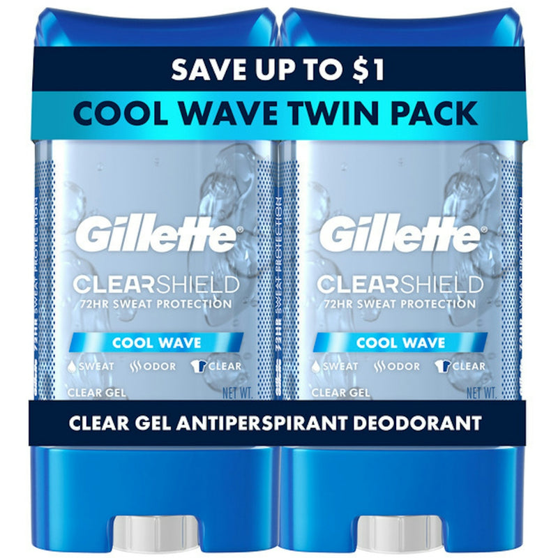 Gillette Gillette Antiperspirant And Deodorant For Men, Clear Gel, Cool Wave, Twin Pack Deodorant