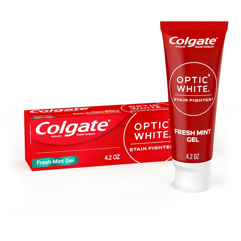 Colgate Colgate Optic White Toothpaste, Fluoride, Anticavity, Fresh Mint Gel, Stain Fighter Toothpaste