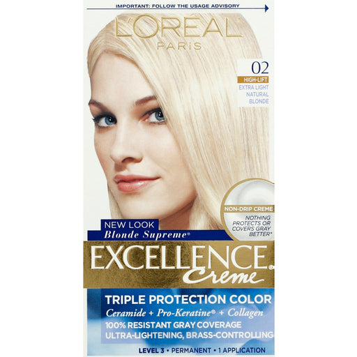 Excellence Excellence L'Oreal Paris Creme Permanent Triple Protection Hair Color, 02 Extra Light Natural Blonde Blonde, 1 Kit Hair Color