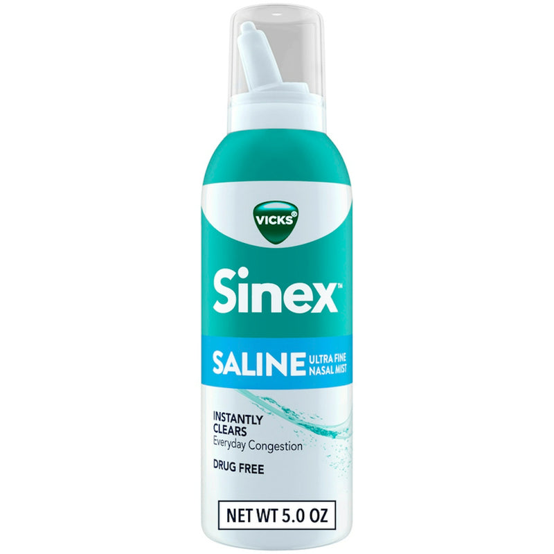 Vicks Vicks Sinex Saline Ultra Fine Nasal Mist, Drug-Free Relief, 5.0 fl oz Respiratory Care White Smoke