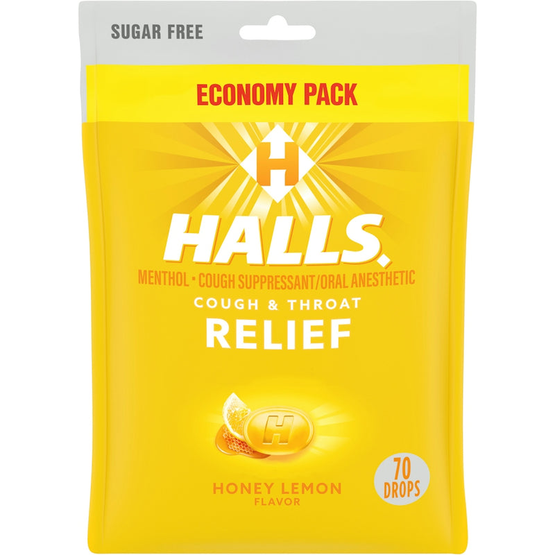 Halls Halls Cough & Throat Relief, Sugar Free, Honey Lemon Flavor, Economy Pack Health & Beauty