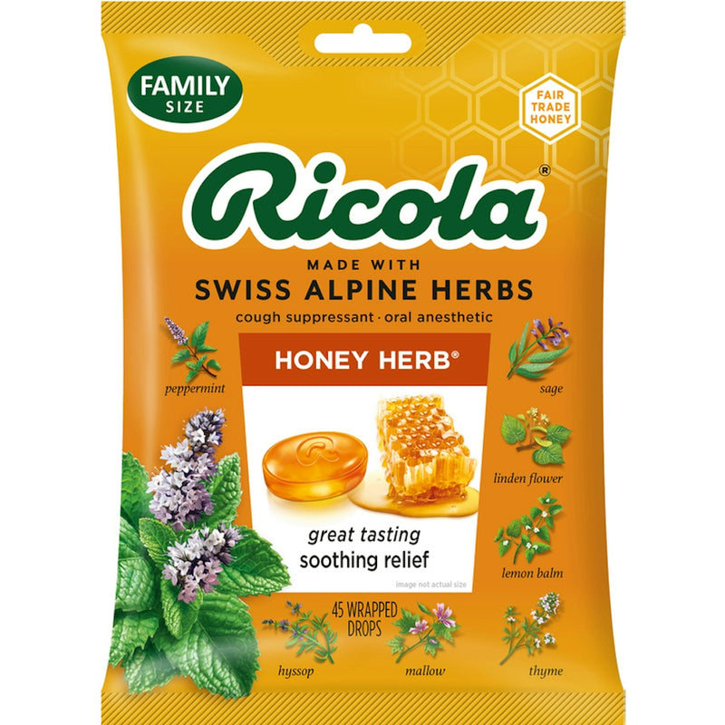 Ricola Ricola Cough Suppressant, Honey Herb, Family Size, Drops Health & Beauty Goldenrod