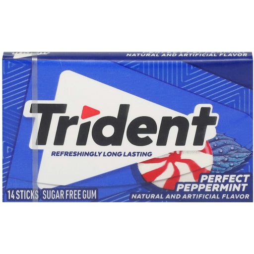 Trident Trident Gum, Sugar Free, Perfect Peppermint Candy & Chocolate Steel Blue