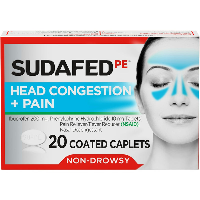 Sudafed Sudafed PE Head Congestion + Pain, 200 Mg, Coated Caplets Health & Beauty