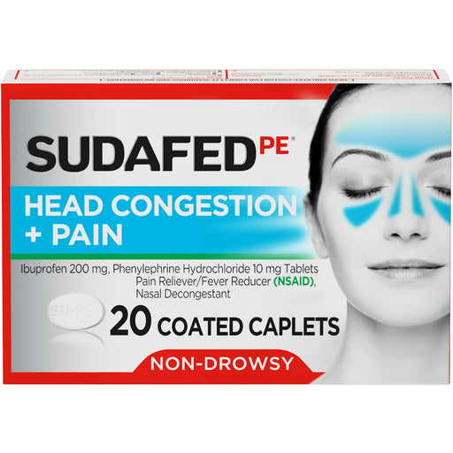 Sudafed Sudafed PE Head Congestion + Pain, 200 Mg, Coated Caplets Health & Beauty