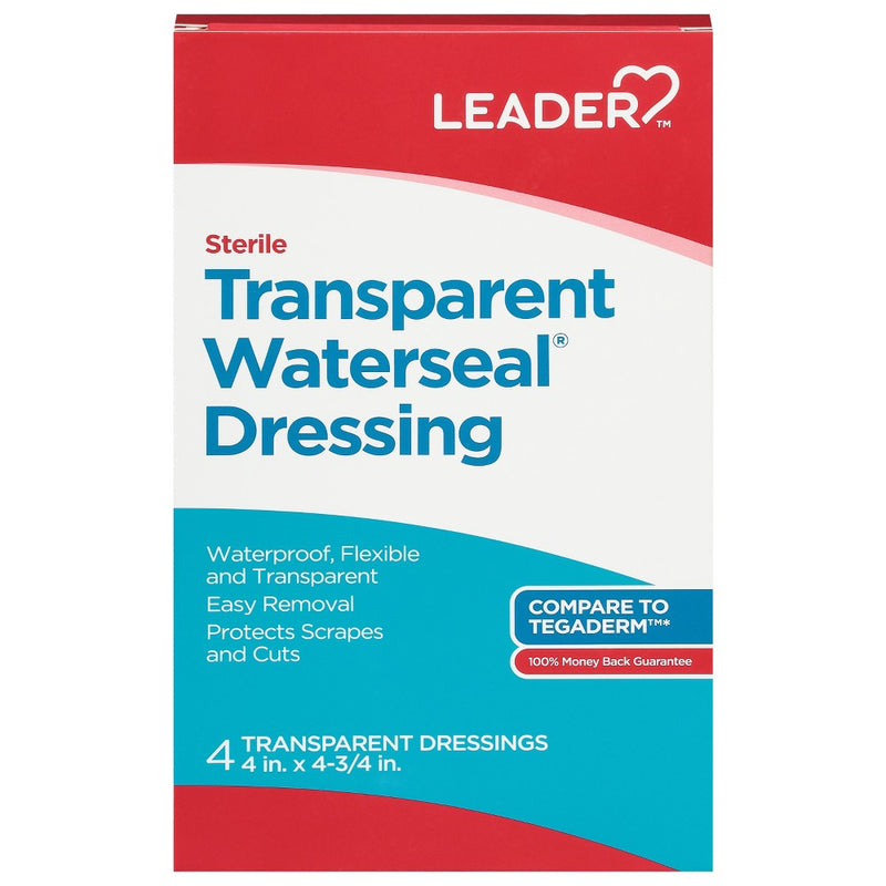 Leader Leader™ Transparent Waterseal Dressing - 4" x 4.75" - 8 Count (Waterproof Wound Care) Medical Tape & Bandages