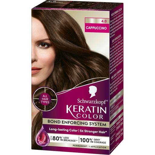 Schwarzkopf Schwarzkopf Keratin Color Hair Color, Permanent, Cappuccino 4.0 Hair Color