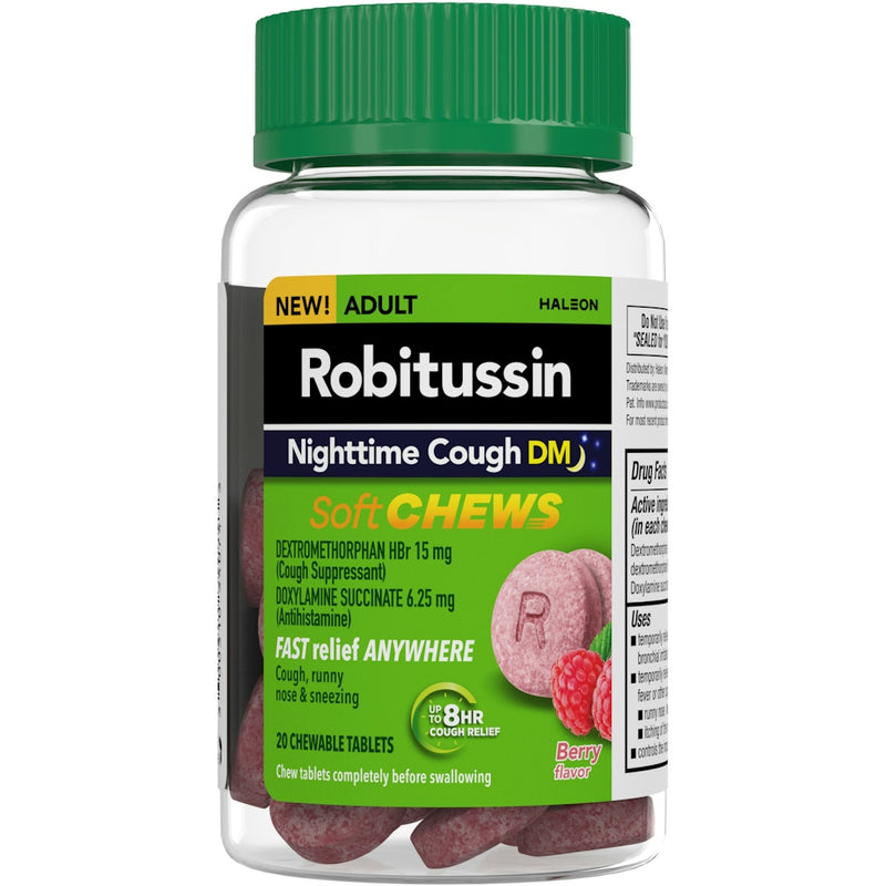 Robitussin Robitussin Soft Chews, Nighttime Cough DM, Adult Formula, Berry Flavor Health & Beauty