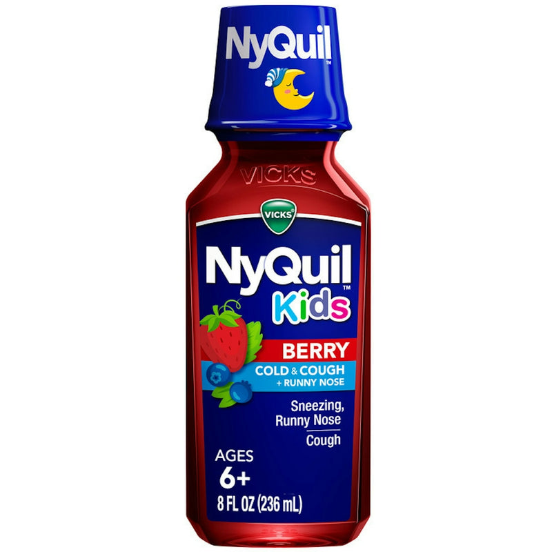 Vicks Vicks Cold & Cough + Runny Nose, Nighttime Relief, Berry, Kids, Ages 6+ 8 Fl Oz Health & Beauty White Smoke