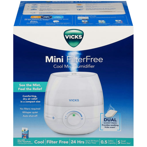 Vicks Vicks Humidifier, Cool Mist, FilterFree, Mini, Small Room Size Humidifiers