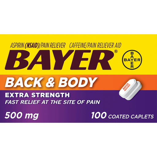 Bayer Bayer Back & Body Extra Strength Pain Reliever Aspirin W Caffeine, 500mg Coated Tablets Health & Beauty