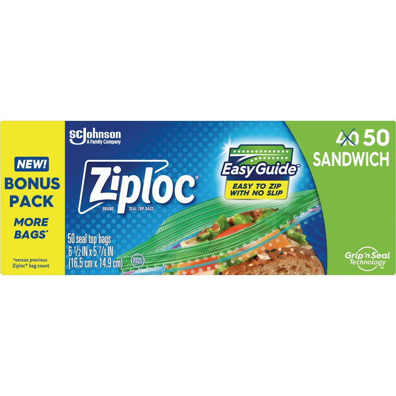 Ziploc Ziploc Seal Top Bags, Sandwich, Bonus Pack Food Storage Yellow Green