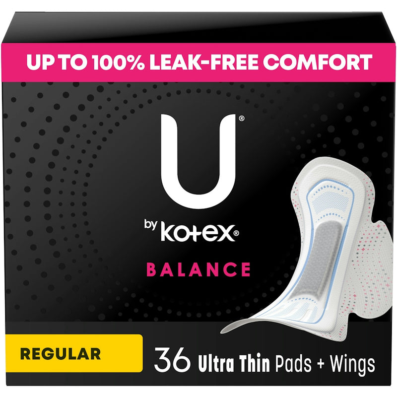 U by Kotex U by Kotex Balance Ultra Thin Pads with Wings, Regular Absorbency, 36 Count Feminine Pads & Protectors