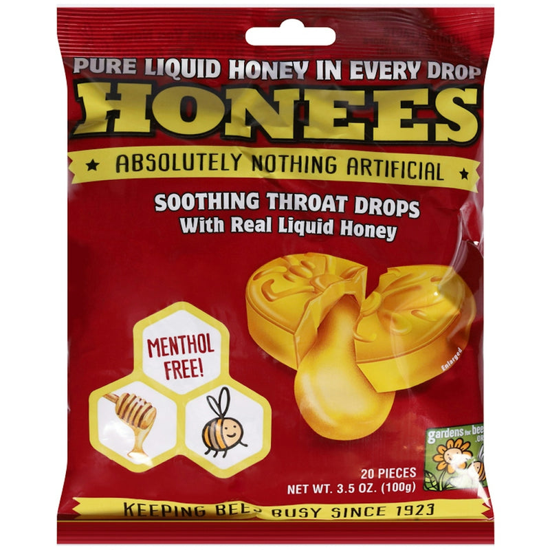 Honees Honees Throat Drops, With Real Liquid Honey, Soothing Honey