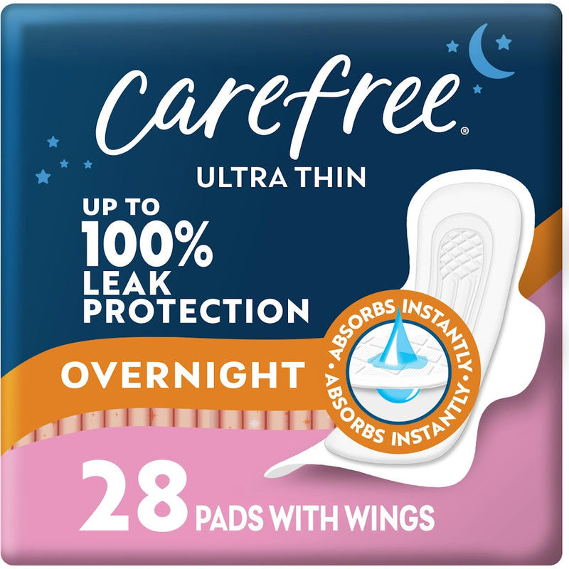 Carefree Carefree Ultra Thin Overnight Pads With Wings - 28ct Feminine Pads & Protectors