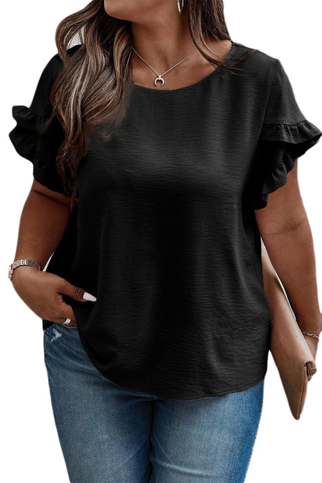 Ruffled Short Sleeve Plus Size Top