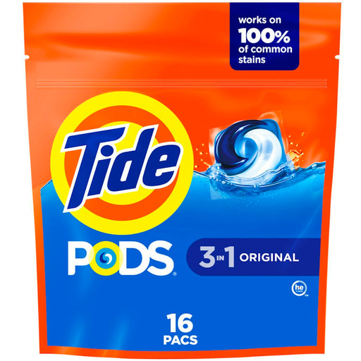 Tide Tide Pods Laundry Detergent Pacs, Original Scent, 16 Count Laundry Detergent Orange Red