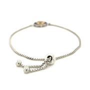 Bids.com Sterling Silver Adjustable Two Toned Enameled Evil Eye Friendship Bracelet Bracelets