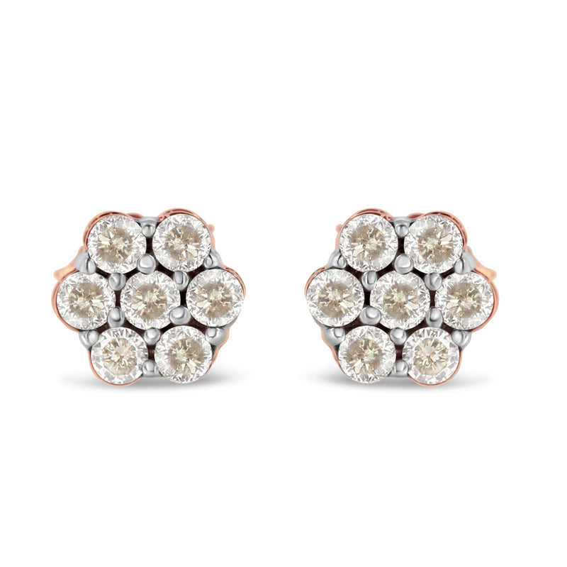 Bids.com 10K Rose Gold Diamond Floral Stud Earrings (0.5 cttw, J-K Color, I1-I2 Clarity) Earrings
