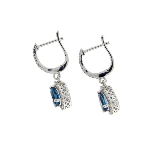Bids.com .88ct London Blue Topaz Dangle Earrings 14KT White Gold Earrings