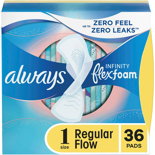 Always Always Infinity Size 1 Regular Pads with Wings, FlexFoam - 36 ct Feminine Pads & Protectors