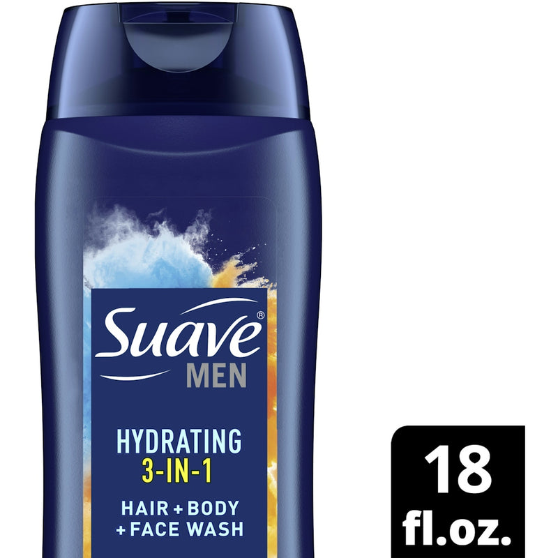 Suave Suave Men Hair + Body + Face Wash, Citrus & Musk, Hydrating, 3 In 1 18 Fl Oz Personal Care